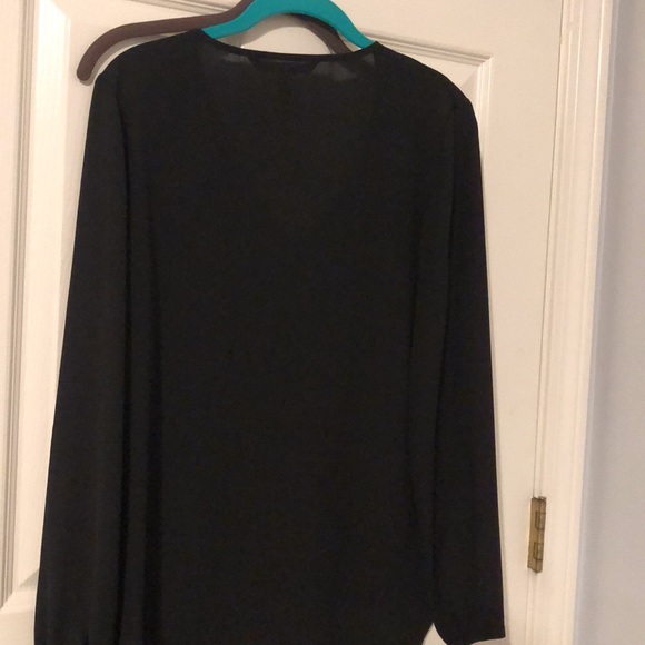White House Black Market black 3/4 sleeve blouse EUC - Picture 5 of 5